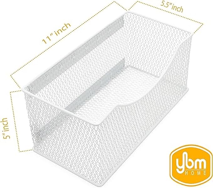 Ybmhome Wire Mesh Magnetic Storage Basket, Trash Caddy, Container, Desk Tray, Office Supply Organizer Silver for Refrigerator/Microwave Oven or Magnetic Surface in Kitchen or Office (4, Large (White))