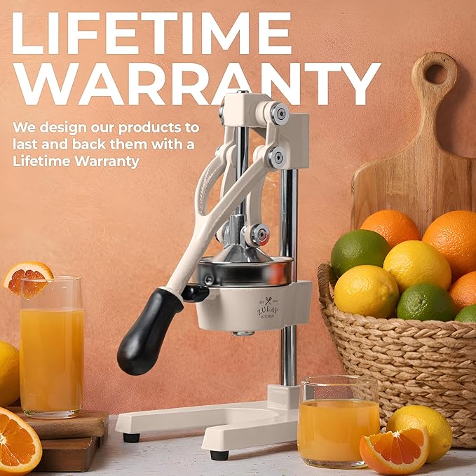 Zulay Kitchen Cast Iron Juicer - Heavy Duty Manual Juicer with Detachable Strainers for Easy Cleaning, Orange Juice Press for Citrus Fruits, Perfect for Bartenders, Juice Lovers & Health Enthusiasts