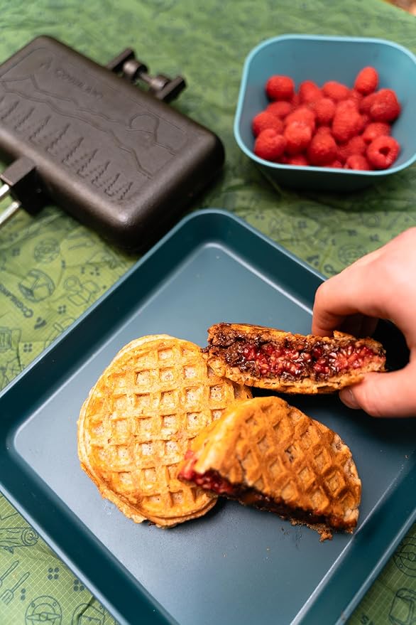 Coghlan's Cast Iron Camp Cooker - Pre-Seasoned Pie Iron Sandwich Maker with Heat-Resistant, Removable Handles, Easy-to-Clean for Toasted Pies, Grilled Sandwiches, and Meats, For Campfire Cooking