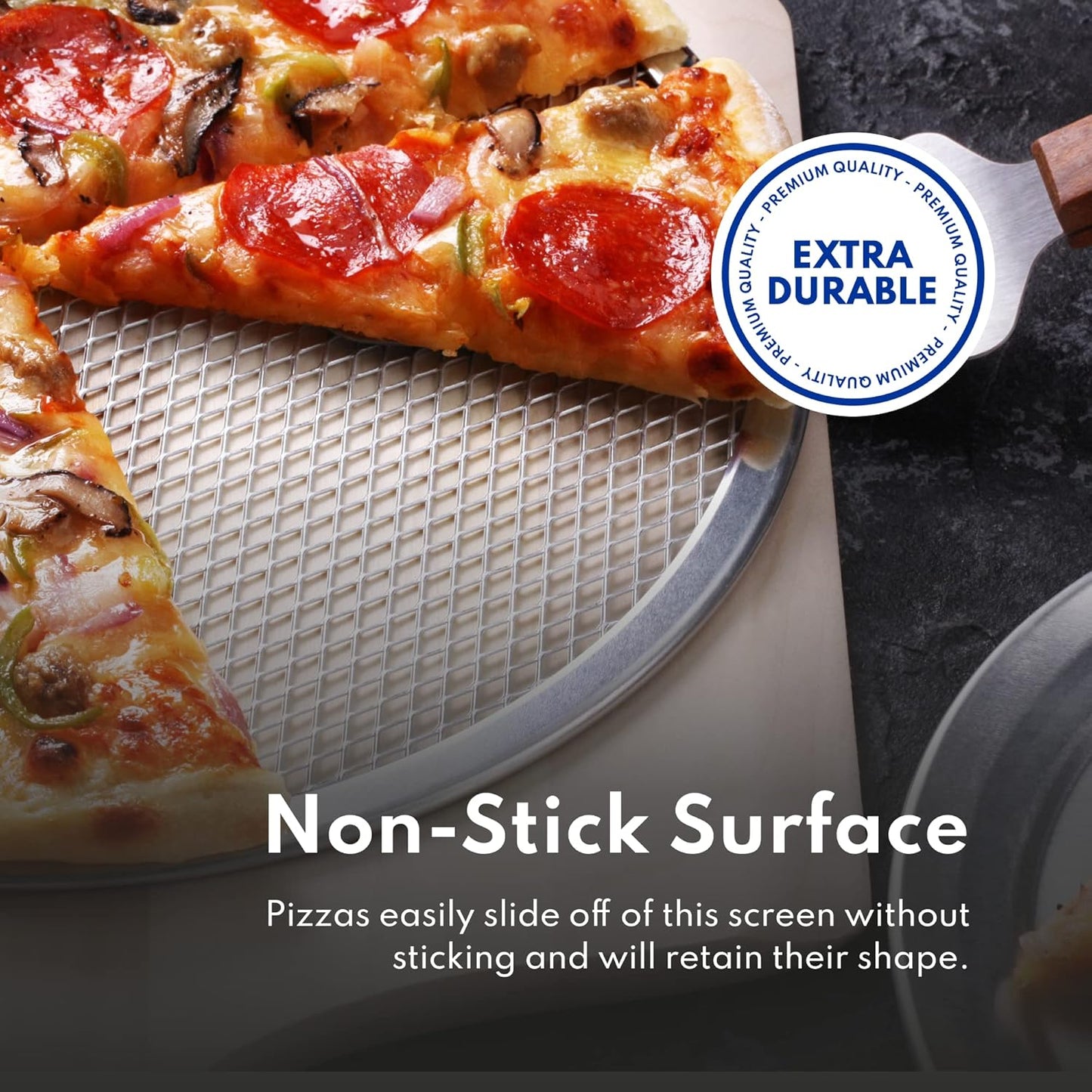 New Star Foodservice 50974 Restaurant-Grade Aluminum Pizza Baking Screen, Seamless, 16-Inch, Pack of 6