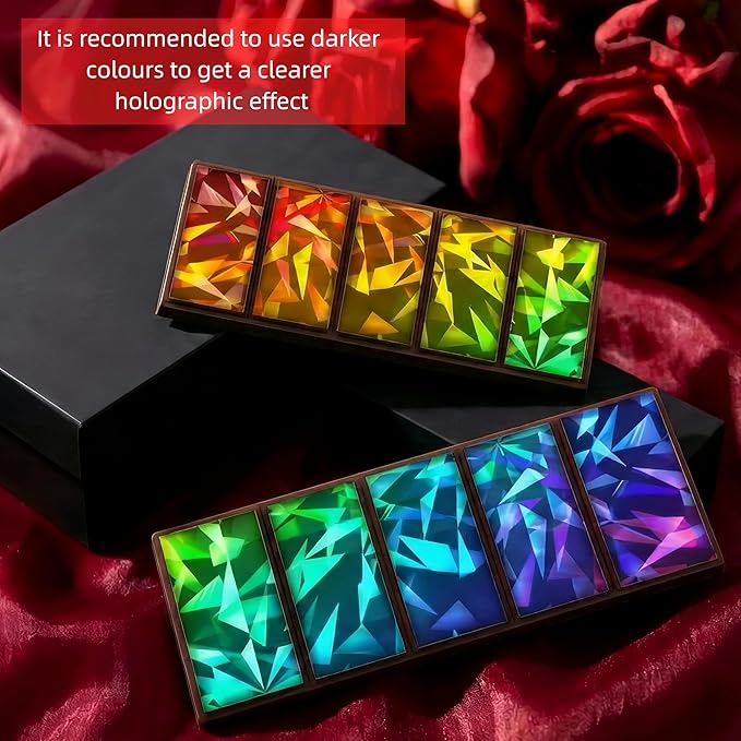 Ziliny Diamond Holographic Chocolate Bar Mold Silicone, Rainbow Light Effect Chocolate Bar Deep Thick Molds for DIY Candy Dessert Baking, Candy, Wax Melts, Cake Decoration (Rectangle)