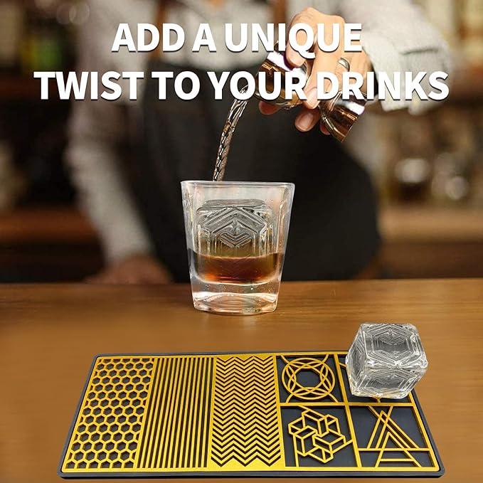 Ice Cube Maker - Modern Clear Ice Tray with Stamps for Cocktails & Bourbon - 5 Seconds per Side