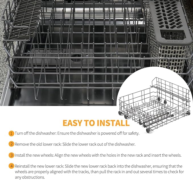 Allstare W10139223 Dishwasher Lower Rack Replacement for Whirlpool Maytag Jenn-Air Dishwasher Parts with 902990 Lower Shelf MDBD820AWW MDB7100AWQ Lower Dishrack Assembly Wheels Dishwasher Bottom Rack
