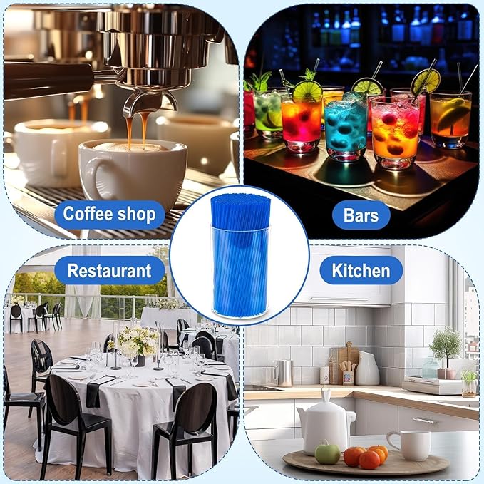 600 Pcs Navy Blue Coffee Stirrers Stir Sticks Set - Acrylic Stir Stick Holder Cocktail Straws Bar Straws Drink Stirrers for Coffee Whiskey Valentines Day Disposable Drinking Straws Party Supplies