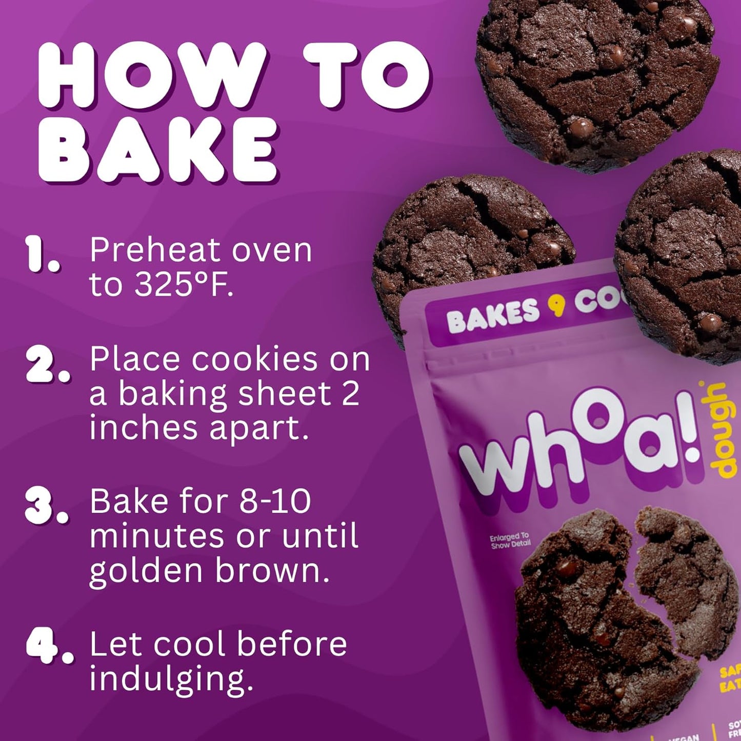 Whoa Dough Ready to Bake Cookie Dough Brownie Batter – Certified Non-GMO, Kosher, Gluten Free – Plant-Based Snack Dough Made with Real Ingredients – 12 Pack