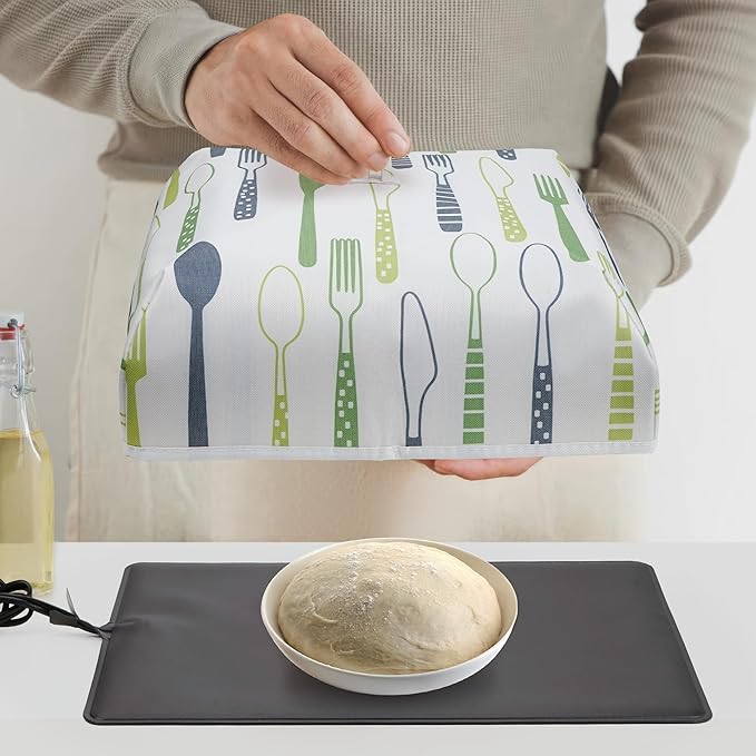 Heat Mat Fits for Fermenting Dough with Heat Preservation Cover, Sourdough Warming Mat for Yeast Bread Baking, Warmer Mat for Food with Thermostat Controller Combo Set