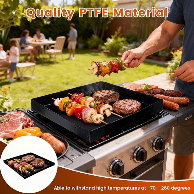 Professional-Grade 2-Pack PTFE Solid Oven Baskets, 13.5x14.5x1 Inch Non-Stick Solid Oven Trays for Commercial Kitchens & High-Volume Cooking