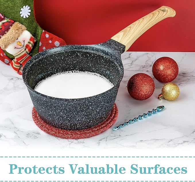 Trivets for Hot Dishes, Pots and Pans, 8 Inches Hot Pads 5 Pcs, Pot Holders for Kitchen, Heat Resistant Mat Protect Counter, Coasters Set Home Essentials Farmhouse Decor (Red)