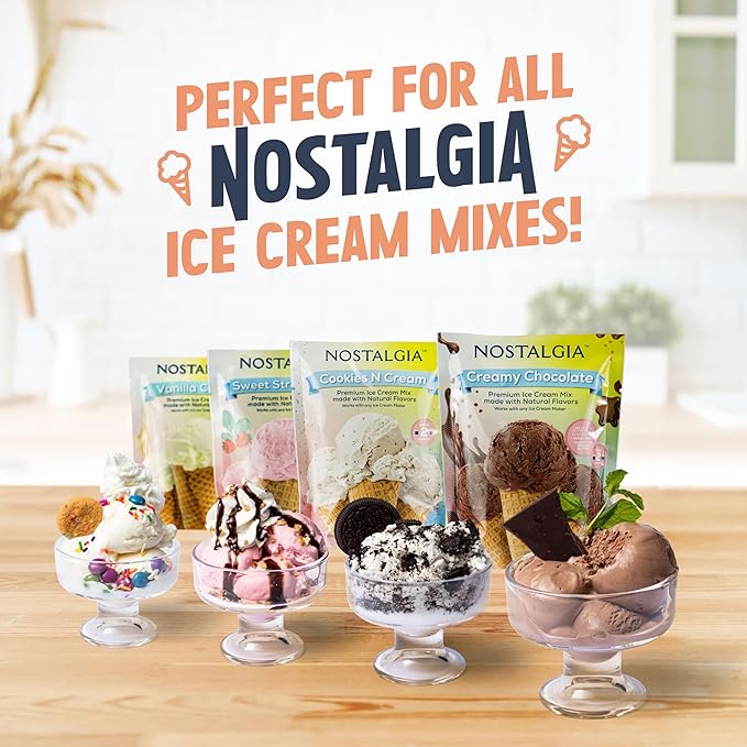 Nostalgia Electric Ice Cream Maker - Old Fashioned Soft Serve Ice Cream Machine Makes Frozen Yogurt or Gelato in Minutes - Fun Kitchen Appliance - Modern Style - Tan - 1.5 Quart