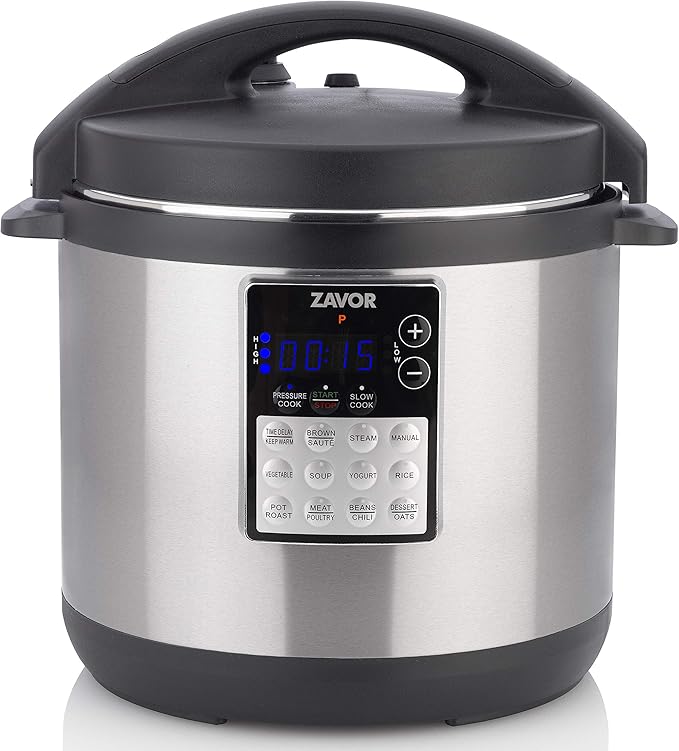 Zavor LUX Edge 6 Quart Programmable Electric Multi-Cooker: Pressure Cooker, Slow Cooker, Rice Cooker, Yogurt Maker, Steamer and more - Stainless Steel (ZSELE02)