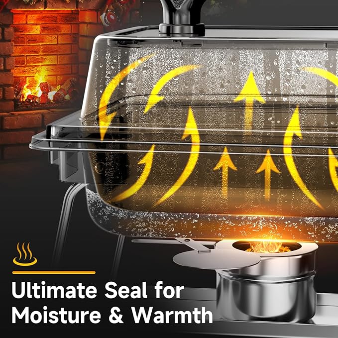 KScocina Chafing Dishes for Buffet, 4 Pack 5QT Square Stainless Steel Chafing Dish Set, Complete Buffet Warmer for Home Parties, Christmas & Catering Events (White)
