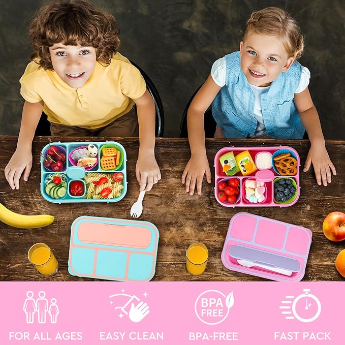 MaMix Bento Box Adult Lunch Box, Lunch Box Kids, Lunch Containers for Adults/Kids/Students,1300ML-4 Compartment Bento Box (purple)