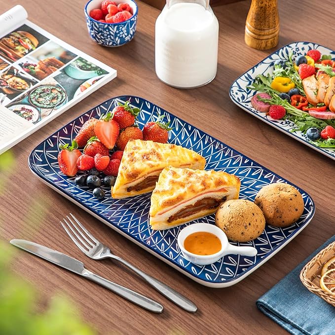 vancasso Porcelain Serving Trays for Party, Serving Platters Set of 3,Serving Dishes for Entertaining, Ceramic Party Trays and Platters for Serving Food, 16"/14"/12" Inch, Series SELENE