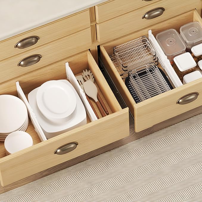 Lifewit 6" Tall 12 Pack Drawer Dividers, 30-47cm/11.5-18.5" Expandable Drawer Divider for Clothes, Adjustable Dresser Drawer Organizers, Drawers Separators for Dresser/Bathroom/Closet/Kitchen White