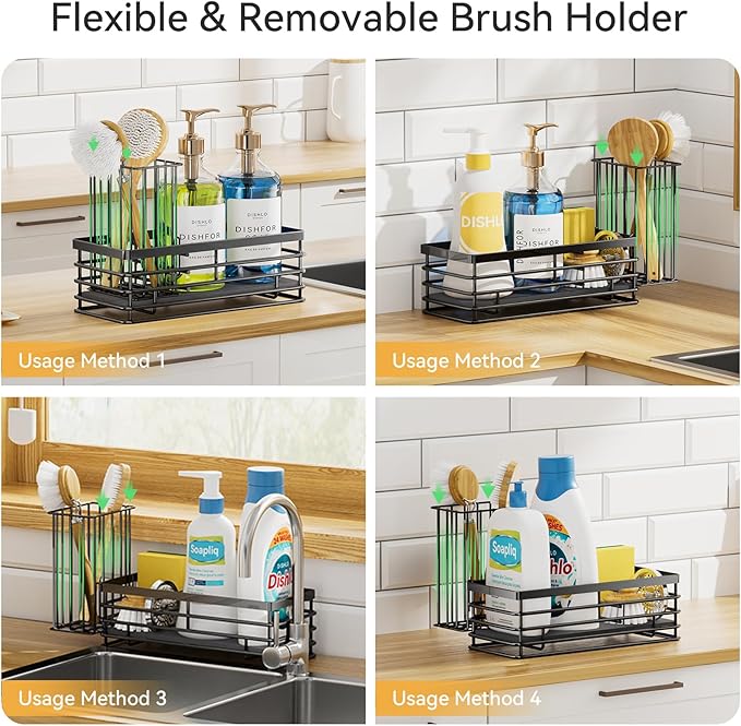 Yofidra Sponge Holder for Kitchen Organizer: Sink Caddy with Instant Drying Stone, Metal Stainless Steel, 9.5" X 3.5" X 5.2" Home Decor Storage and Organization Accessories