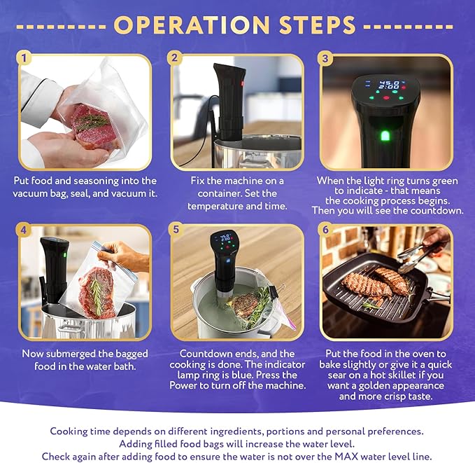 APQ Sous Vide Cooker 1100W, Professional Thermal Immersion Circulator Cooker with Adjustable Clamp, Sous Vide Machines with Temperature/Digital Timer, Ultra Quiet Sous Vide Precision Cooker