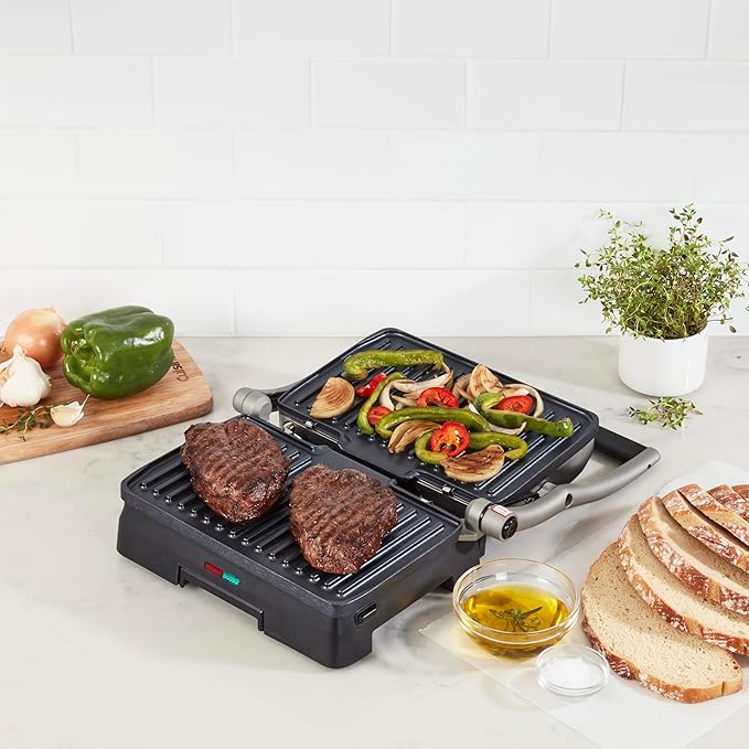 Cuisinart Griddler® Indoor Grill & Panini Press, Dishwasher-Safe Nonstick Cooking Plates, Stainless Steel, GR-11NAS