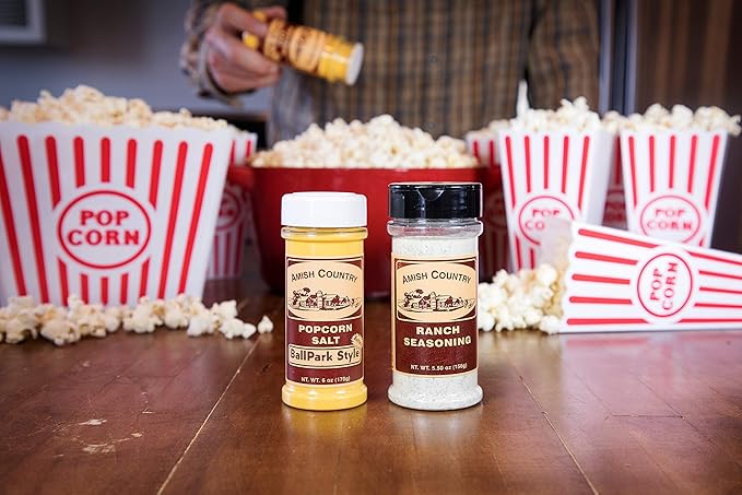Amish Country Popcorn | Seasoning Variety Pack | BallPark Style ButterSalt - 5.5 oz and Ranch - 5.5 oz Popcorn Seasoning | Old Fashioned, Non-GMO