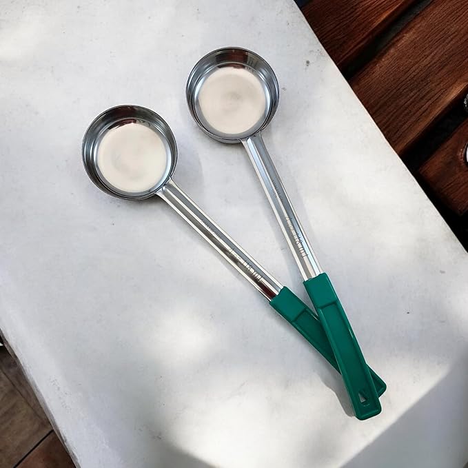 4 Ounce Solid Stainless Steel Portion Control Ladle Spoon for Measuring and Serving; Commercial Grade Serving Scoops [Pack of 2]