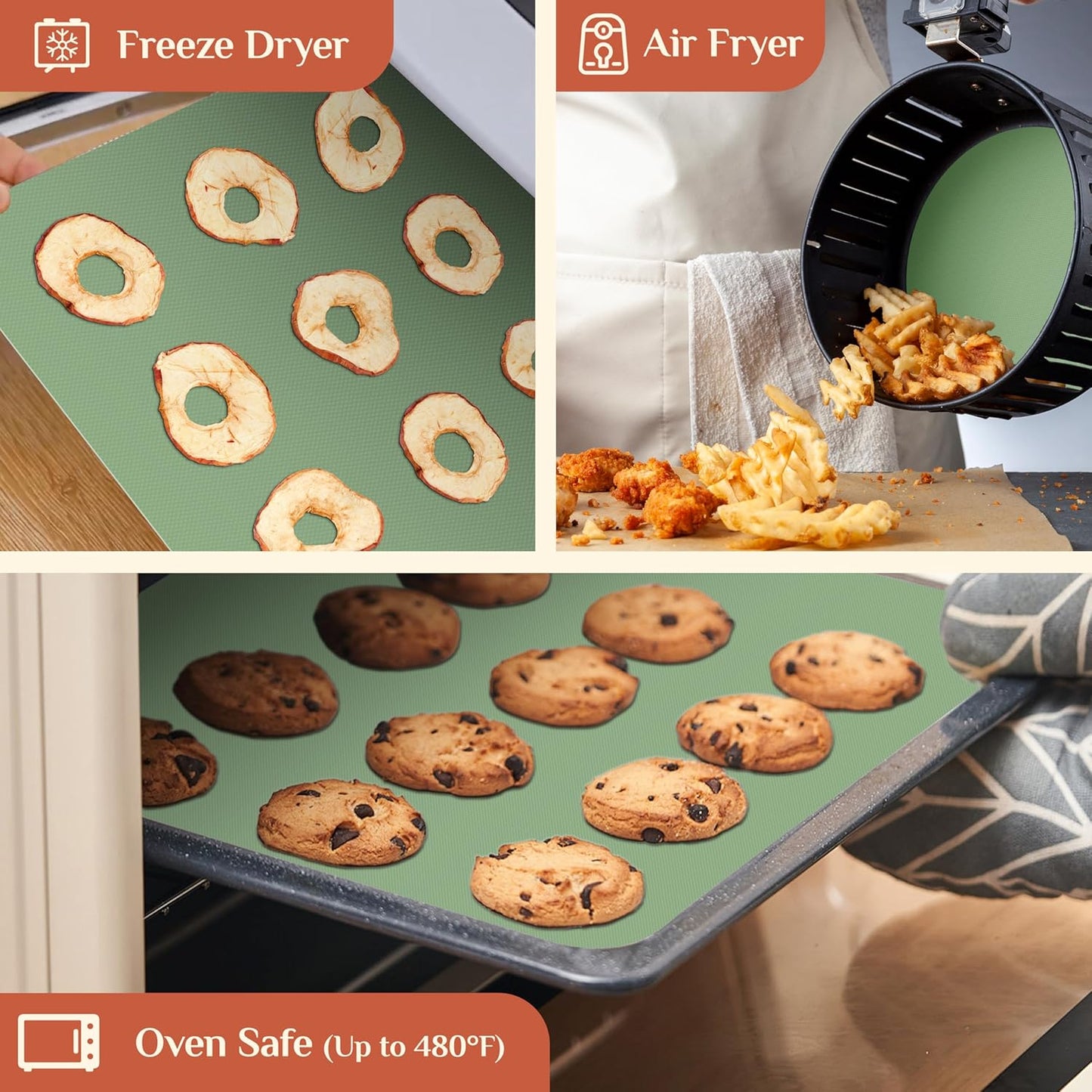 Silicone Baking Mat, 12 IN x 10 FT Free Cutting Baking Sheet,Non-Stick Reusable Dough & Pastry Mat,Non-Slip Silicone Mat Roll for Air Fryer Liner,Freeze Dryer,Oven Baking Pan,Kitchen Counter