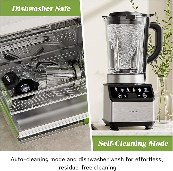 Blenders for Kitchen, Countertop Smoothie Blender with 51oz Glass Pitcher, Grinder & To-Go Cup Combo, 10 Speeds Digital Touchscreen Blender for Smoothies, Shake, Crush Ice, Dishwasher Safe