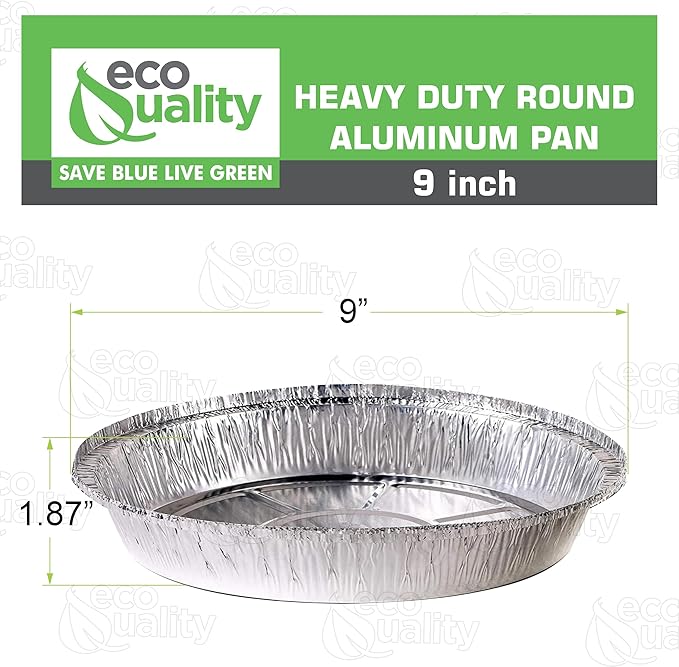 EcoQuality (250 Pack - 9 Inch Disposable Round Aluminum Foil Take-Out Pans - Disposable Tin Containers, Perfect for Baking, Cooking, Catering, Parties, Restaurants (No Lids)