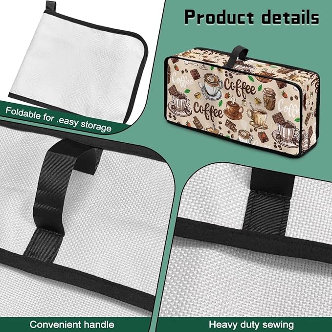 Coffee Toaster Cover 2 Slice Beige Cover for 2 Slice Slim Toaster, Easy to Fold and Carry Water-Resistant Dust Covers for Kitchen Appliances, Machine Washable