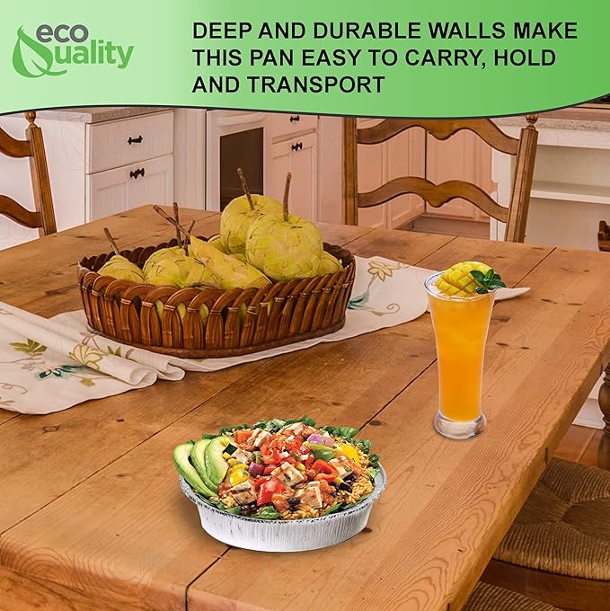 EcoQuality 6" Round Aluminum Foil Pans - Disposable Containers with Foldable Walls for Pie Baking, Cooking, Serving, Reheating, and Storing - Freezer and Oven Safe Tart Pan 250 Pack