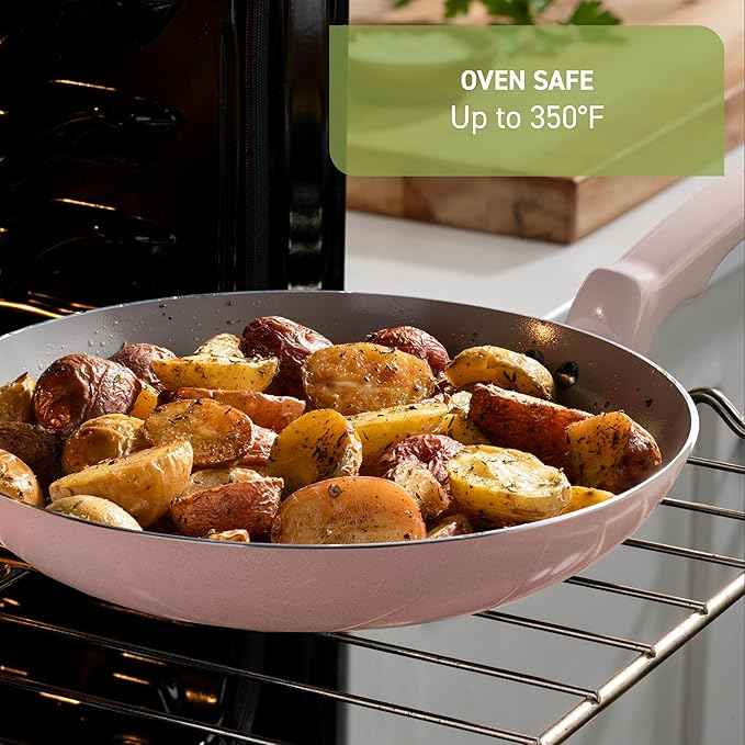 T-Fal Refresh Ceramic Nonstick Cookware Set, 12-Piece, Oven Safe to 350°F, Includes Stockpot, Griddle, Frying Pans, Utensils, Ceramic Pots and Pans Set, Sand Beige