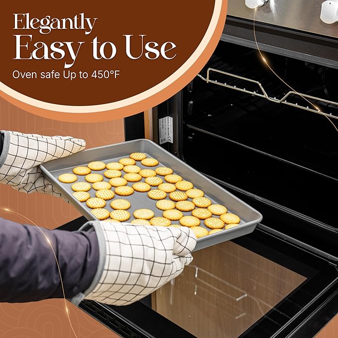 Nonstick Bakeware Set 8 Piece - Stackable Baking Pan Set, Oven safe 450°F, Carbon Steel Baking Set with Muffin, Loaf, Cookie Sheets & Roaster, Easy Storage, BPA-Free (Gray)