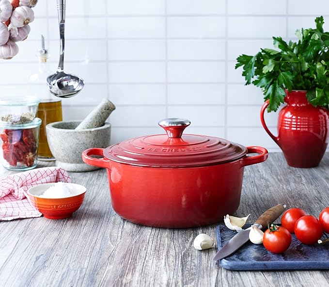 Le Creuset Enameled Cast Iron Signature Round Dutch Oven, 5.5 qt., Cerise