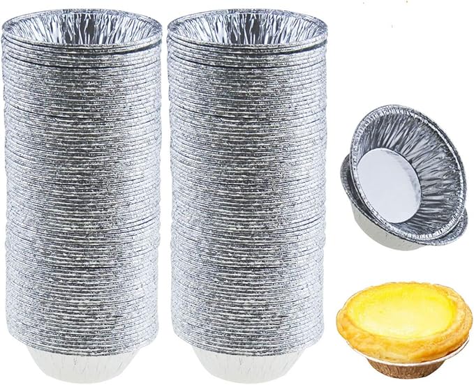 200 Pieces 2.6 Inch Round Pie Tart Small Tin Foil Pans Disposable Aluminum Mini Pie Pans for Baking, Cooking Supplies