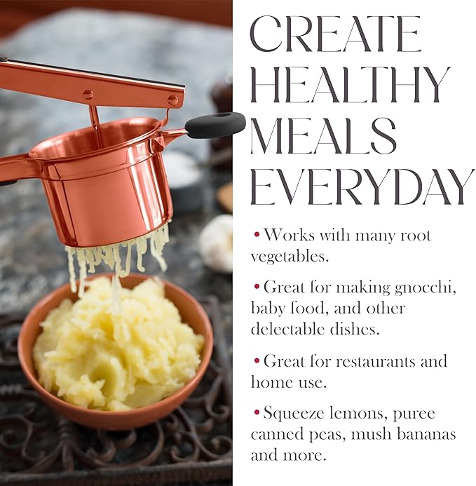 Bellemain 15 oz Large Potato Ricer | Heavy-Duty Stainless Steel Potato Ricer & Masher | Perfect for Mashed Potatoes | Rose Gold