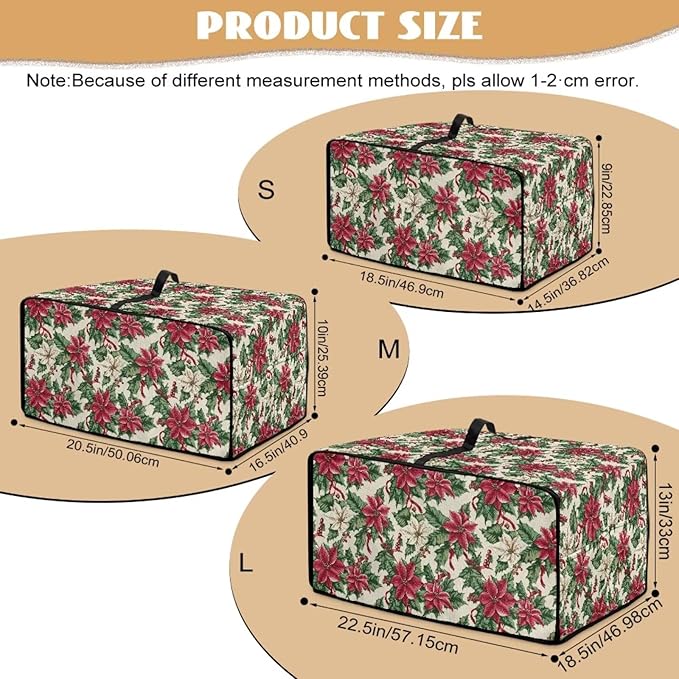 Air Fryer Toaster Oven Dust Cover Dustproof Convection Oven Cover with Side Pockets for Small Kitchen Appliances, S, 14.5 x 18.5 x 9 Inches, Poinsettia Flower Christmas Decor