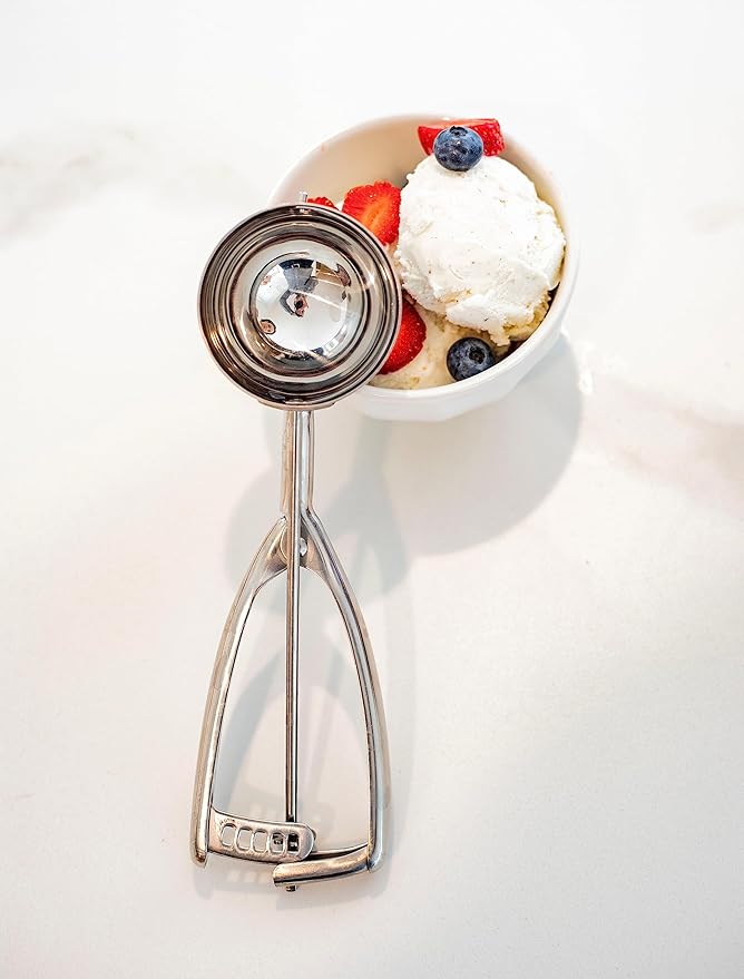 Jenaluca Extra Large Ice Cream Scoop - 1/3 Cup Disher Size #12 stainless steel scooper for food, cupcake batter & icecream