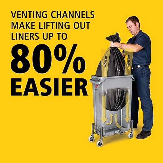 Rubbermaid Commercial Products Slim Jim Plastic Rectangular Trash/Garbage Can with Venting Channels, 23 Gallon, Gray