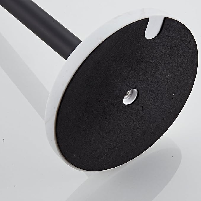 19 Inch Modern Hand Towel Holder Stand with Marble Base, Black Metal, Freestanding Bathroom Counter Towel Rack