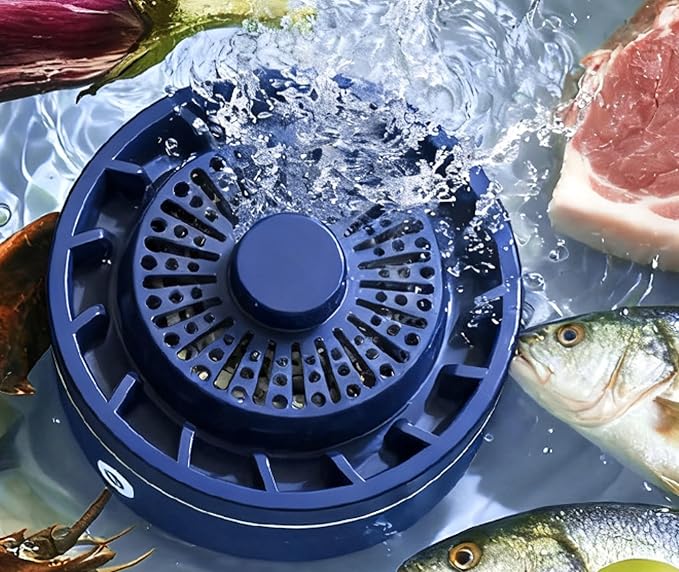 Fruit and Vegetable Washing Machine, Waterproof Fruit and Vegetable Cleaner, Rotatable Fruit and Vegetable Machine, The Fruit Cleaner Device Automatically Turns on in The Water (Blue)
