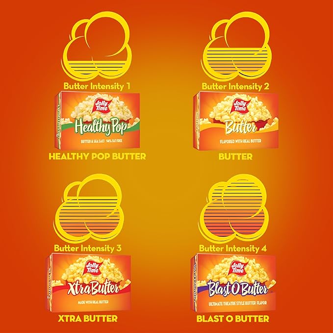 Jolly Time Healthy Pop Buttery Microwave Popcorn, Low Fat Gluten Free Non-GMO, 3oz Sharing Bag, 3 Bags Per Carton (Healthy Pop - Butter & Sea Salt, 3 Ounce (Pack of 12))