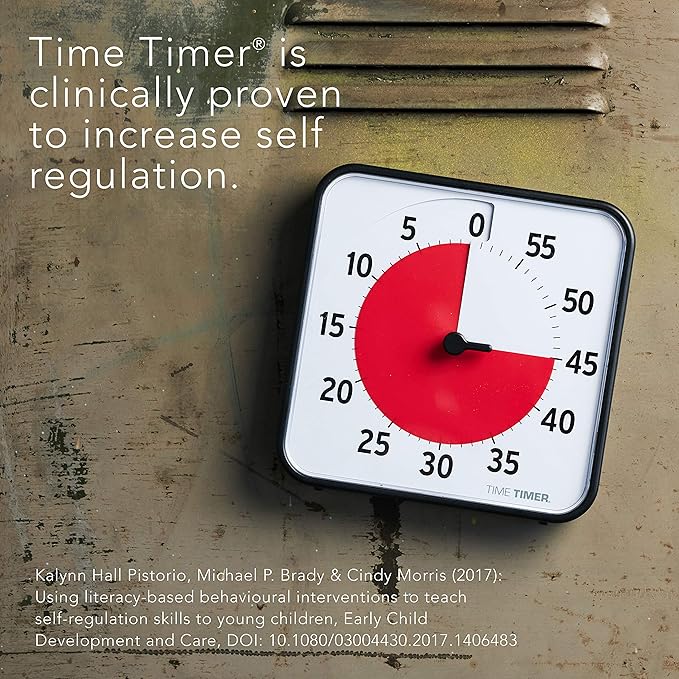 TIME TIMER 8 inch Visual Timer - 60 Minute Kids Desk Countdown Clock with Dry Erase Activity Card, Also Magnetic - for Kids Classroom, Homeschooling Study Tool, Task Reminder, Home and Kitchen Timer