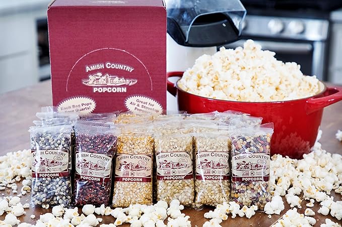Amish Country Popcorn | 30-4 oz Bags | Popcorn Kernel Variety Set | Old Fashioned, Non-GMO and Gluten Free