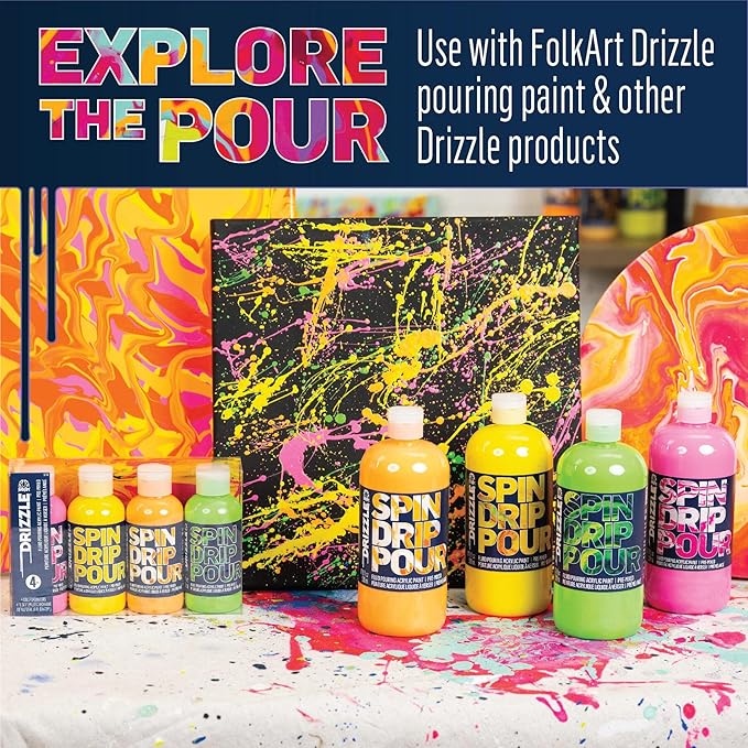 FolkArt Drizzle Flat Pouring Pan and Swipe Set, Durable Tools Perfect for DIY Paint Pouring Arts and Crafts Projects, 50828