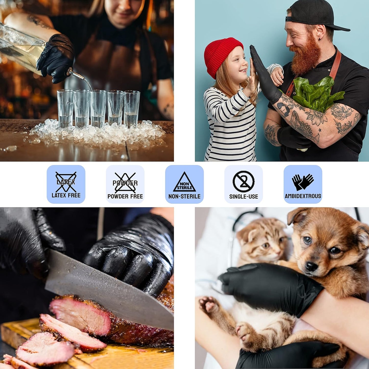 SAFE HEALTH Nitrile Black Industrial Disposable Gloves-Large 3.5 Mil Case of 1000 Powder Free-Latex Free Tattoo-Beauty Salon-Hair Nail Studio-Auto Repair-Car Maintenance-Household-Daily