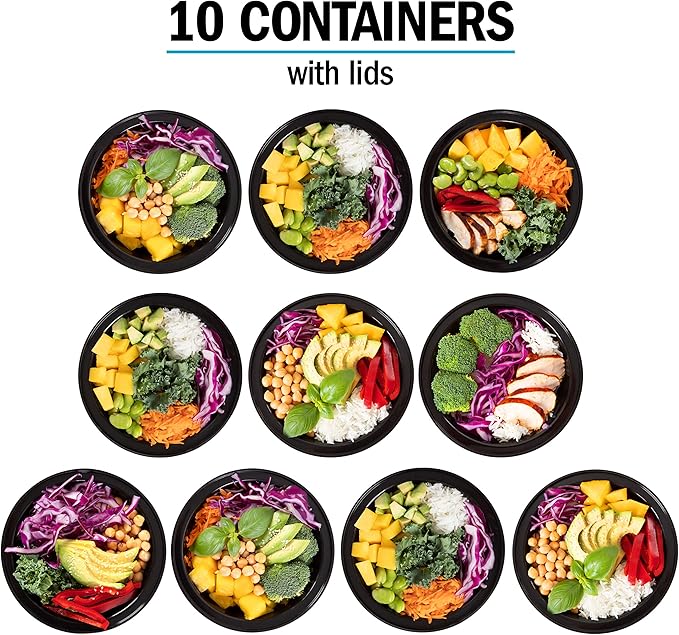 Igluu Meal Prep Containers Reusable (10 Pack) – Round Food Containers with Lids – Stackable, Microwave, Freezer & Dishwasher Safe – 28oz – 1 Compartment – BPA-Free