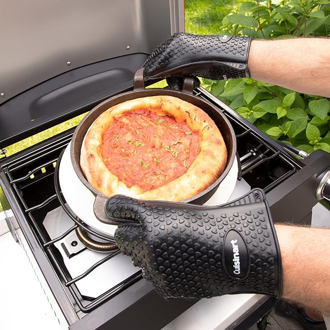 Cuisinart Heat Resistant Silicone Grilling Gloves for Indoor and Outdoor Cooking, Grilling, One Size