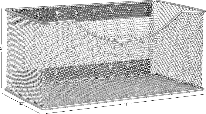 Ybmhome Wire Mesh Magnetic Storage Basket, Trash Caddy, Container, Desk Tray, Office Supply Organizer Silver for Refrigerator/Microwave Oven or Magnetic Surface in Kitchen or Office (1, Large)