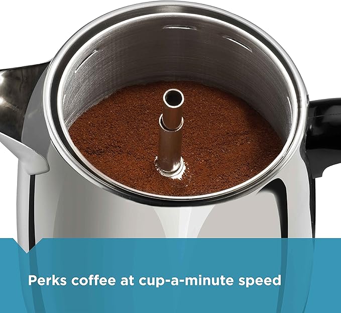 Farberware Electric Coffee Percolator,FCP240,Stainless Steel Basket,Automatic Keep Warm,No-Drip Spout,4 Cup,Black/Silver,(Pack of 6)