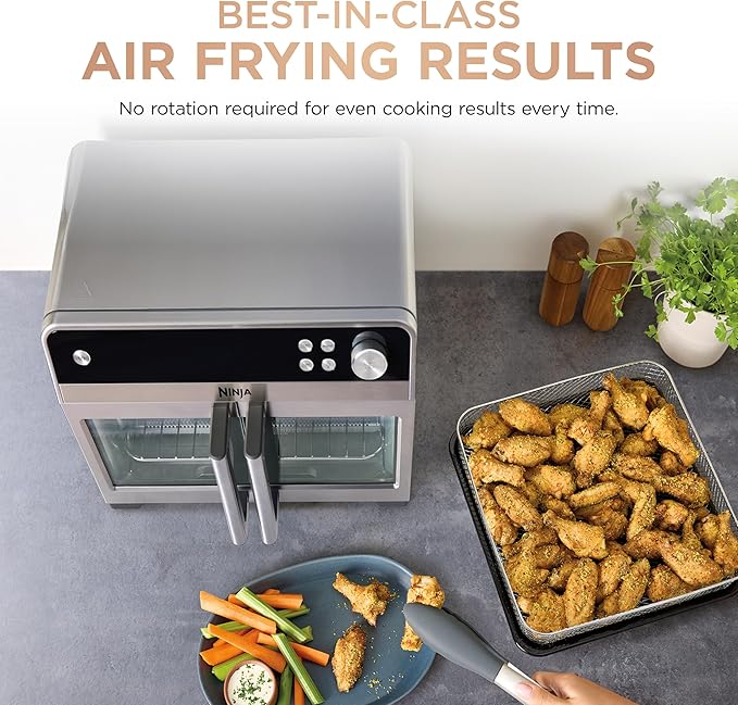 Ninja | French Door Premier | Air Fryer, Convection Oven, Toaster | 5-qt Air Fry Basket, Sheet Pan, Wire Rack, Broil Rack | PFAS-free Cooking Surface, Dishwasher-safe Accessories | FO101 (NEW)