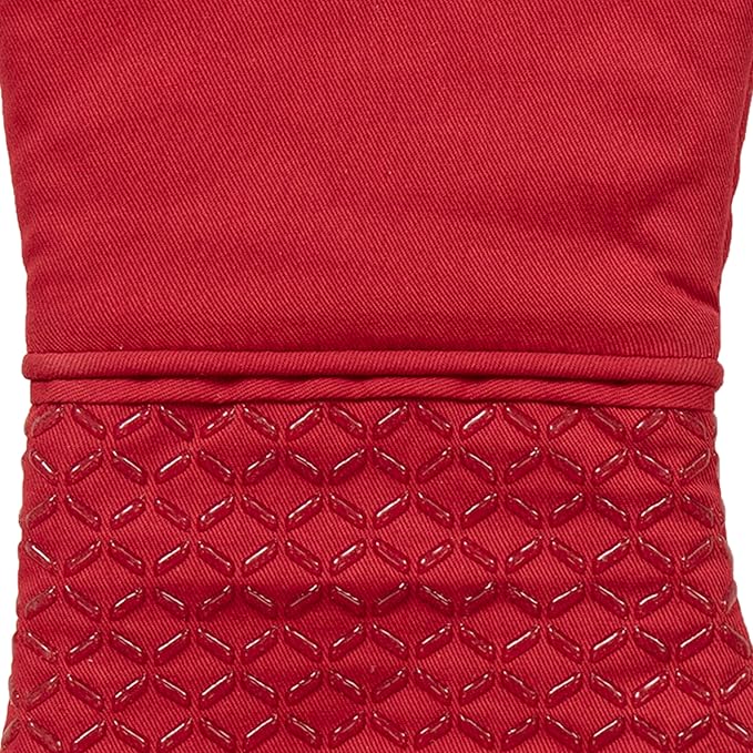 All-Clad Premium Ogee Silicone Printed Oven Mitt: Heat Resistant to 500 Degrees - 100% Cotton and Silicone, 14"x7" Oven Mitt for Kitchen and Barbeque, 2-Pack, Chili