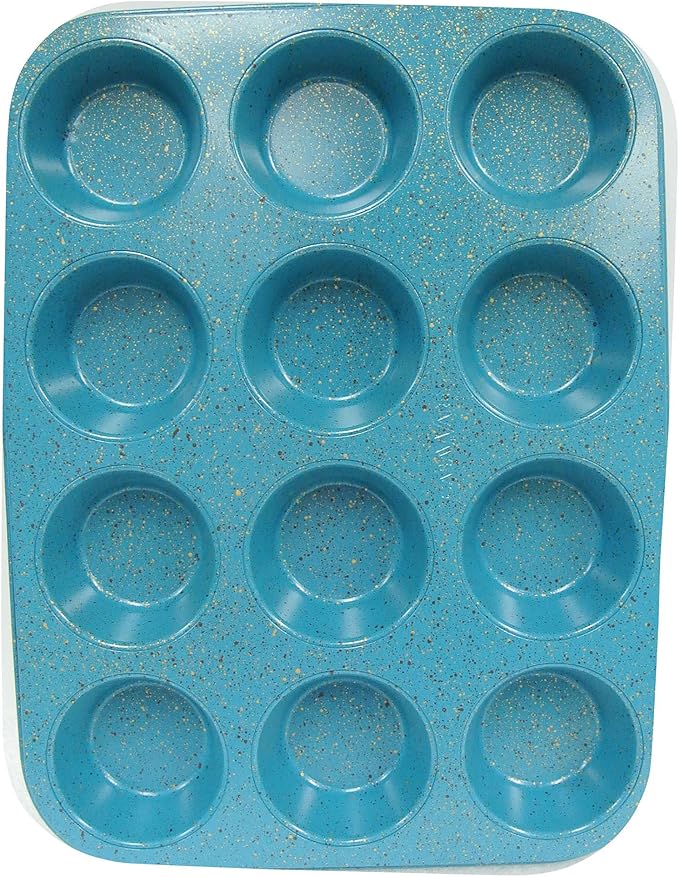 casaWare Ceramic Coated NonStick 12 Cup Muffin Pan (Blue Granite)